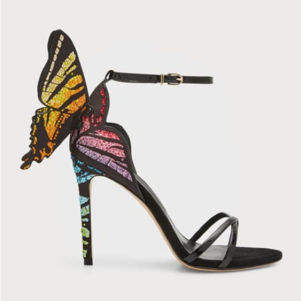 Sophia Webster Women Chiara Crystal Butterfly High Heel Sandals Size 7 New